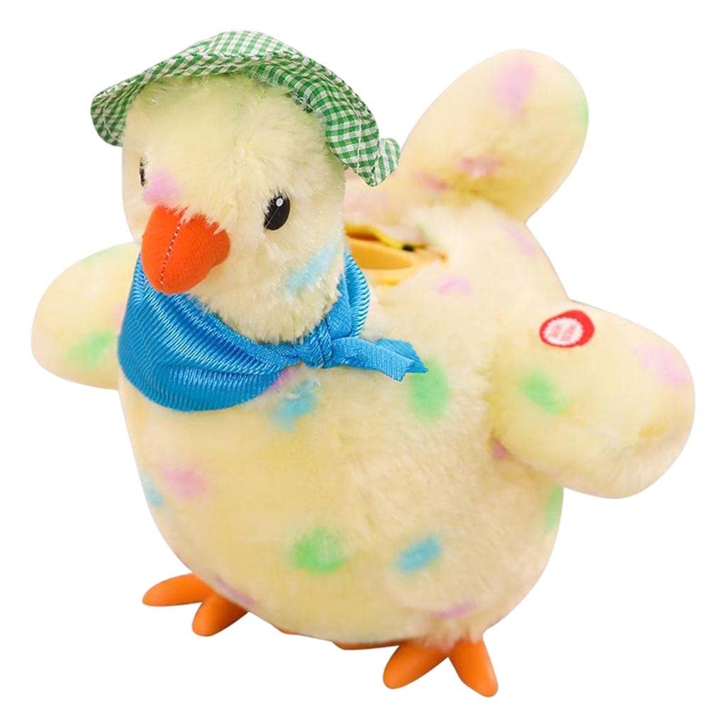 DuskHaven Electric Doll Hen Dancing Stuffed Animal Egg Laying Toy Interactive Suitable for Kids Educational Birthday, Yellow
