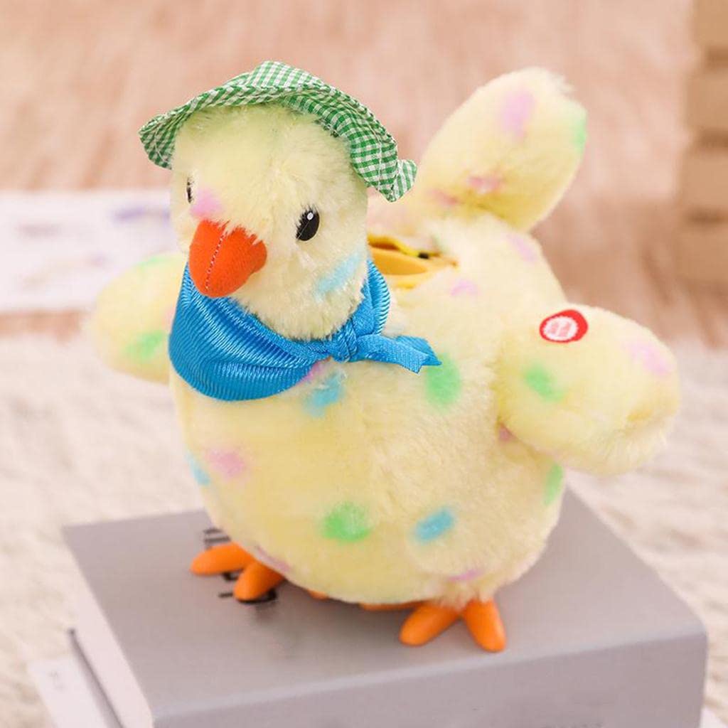 DuskHaven Electric Doll Hen Dancing Stuffed Animal Egg Laying Toy Interactive Suitable for Kids Educational Birthday, Yellow