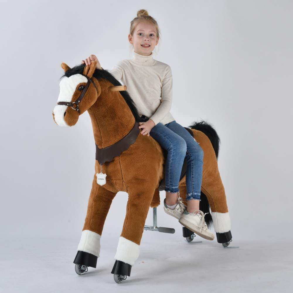 Ufree Large Mechanical Rocking Horse Toy, Ride on Bounce up and Down and Move, 44 inch for Children 6 to Adult (Black Mane and Tail)