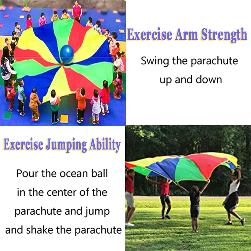 1-12M Kindergarten Rainbow Parachute Toy, Kids Balance Coordination Teamwork Game Gymnastics Parachute, Lightweight and Easy to Operate (Size : 12m/39.37ft)