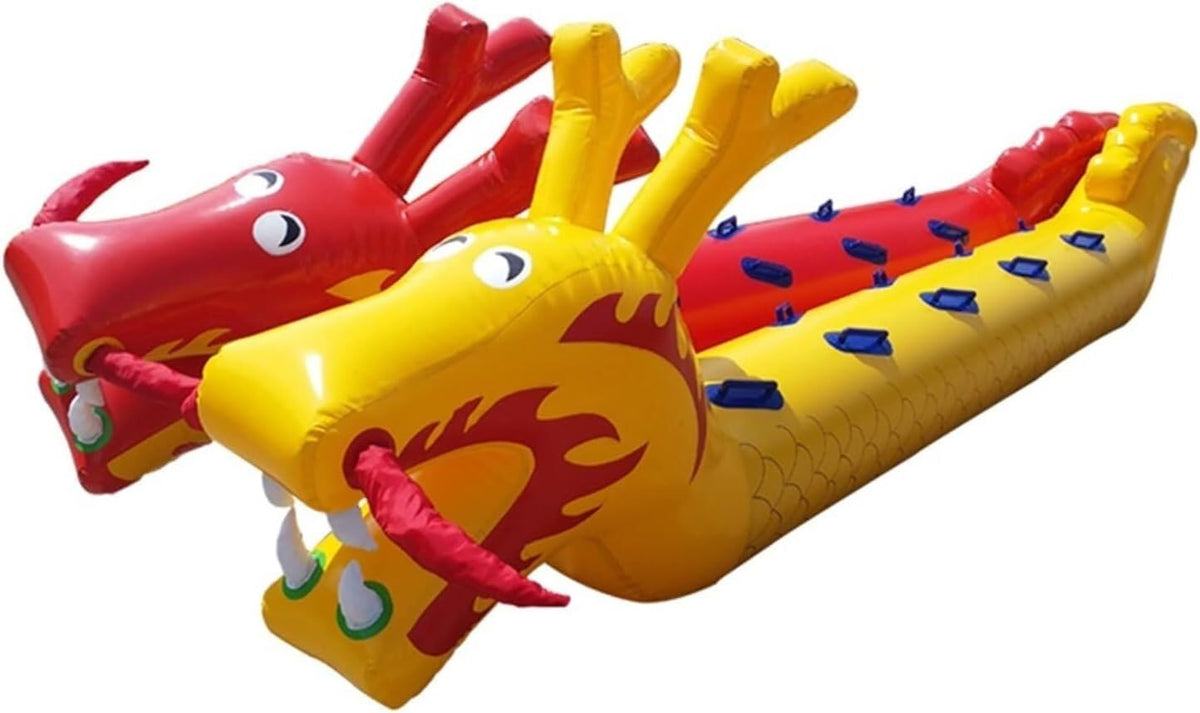 Outdoor Team Collaboration Day Inflatable Dragon Boat Physical Training Teamwork Toy 1 Set(Red,12 Seats)