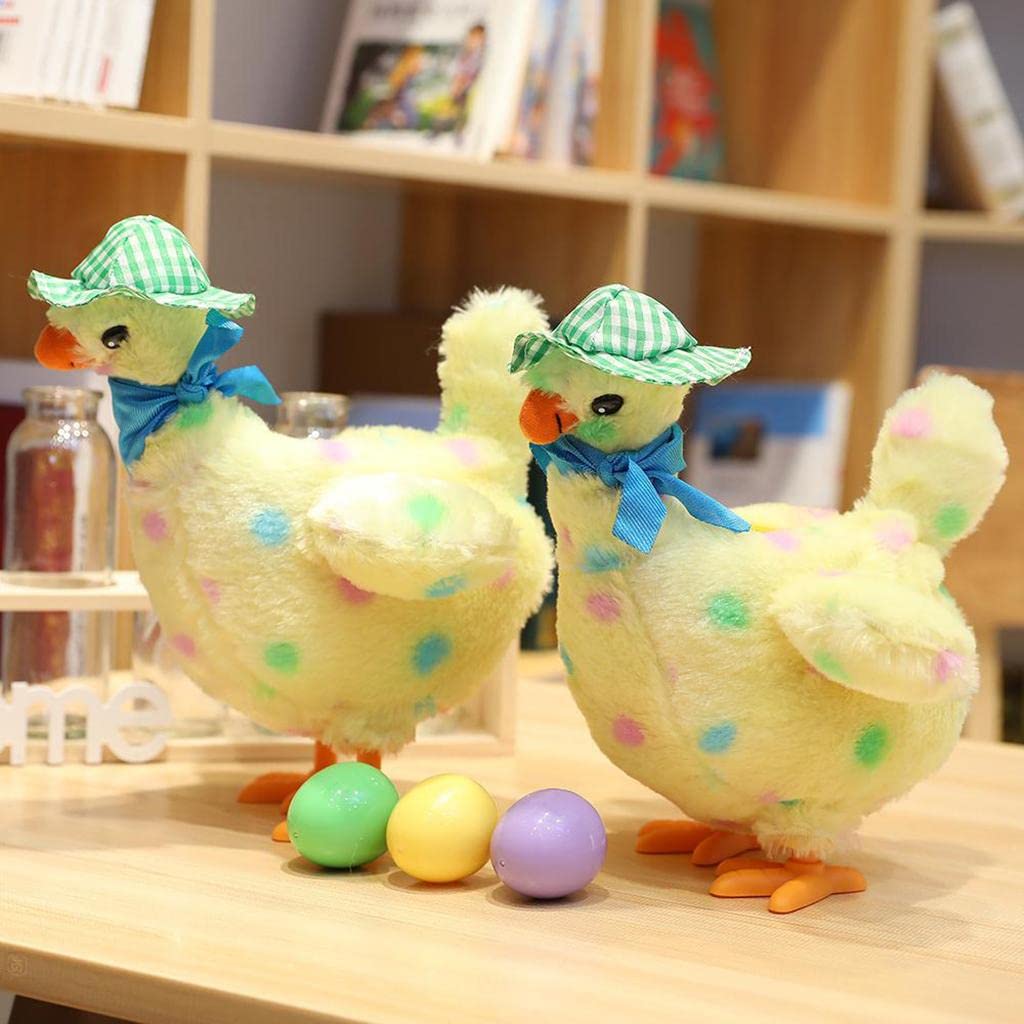 DuskHaven Electric Doll Hen Dancing Stuffed Animal Egg Laying Toy Interactive Suitable for Kids Educational Birthday, Yellow