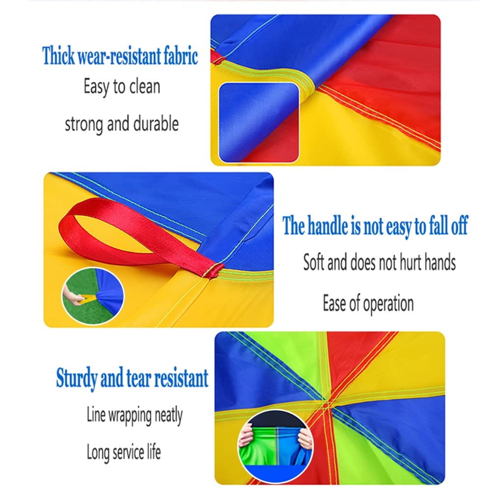 1-12M Kindergarten Rainbow Parachute Toy, Kids Balance Coordination Teamwork Game Gymnastics Parachute, Lightweight and Easy to Operate (Size : 12m/39.37ft)