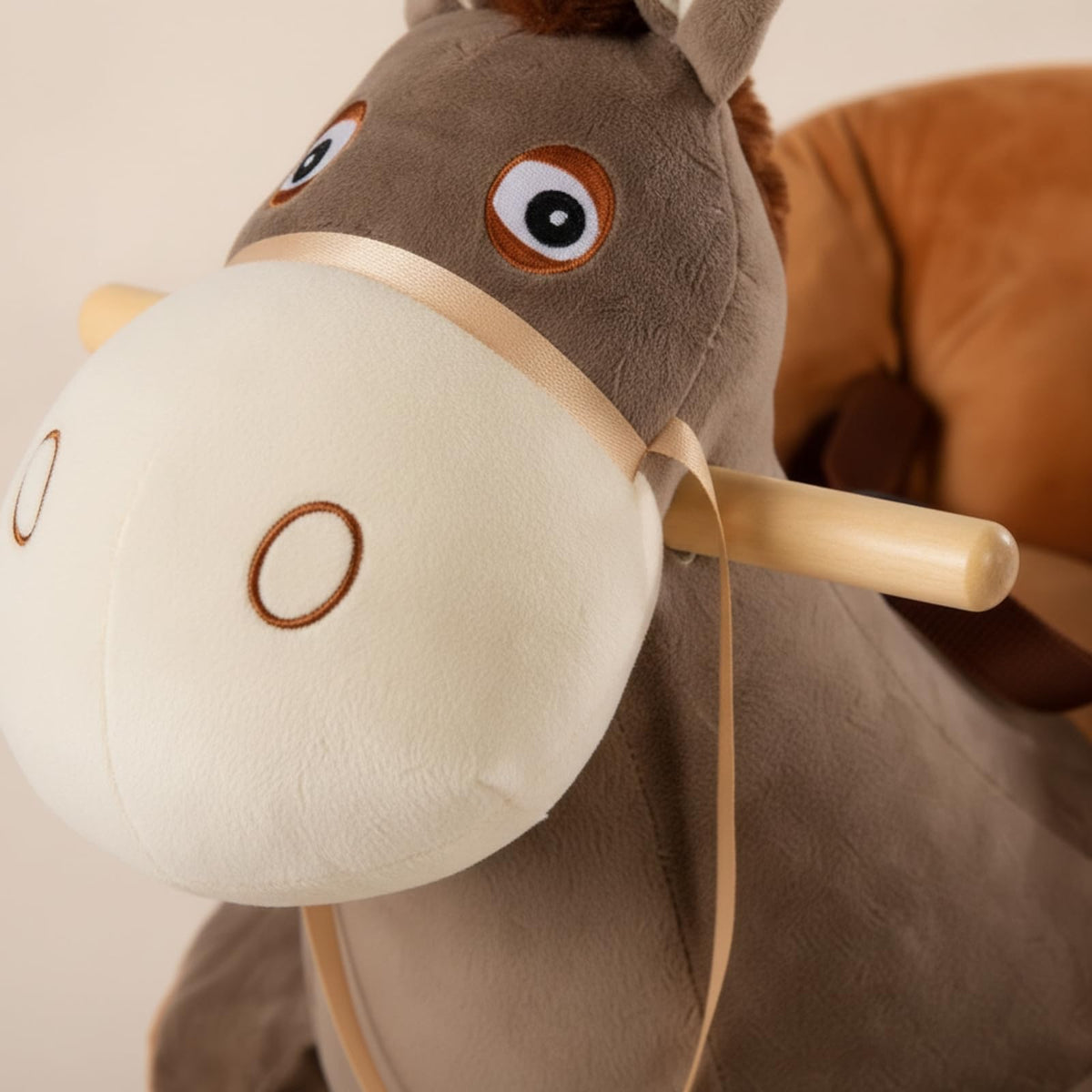 Soft Long-Eared Friend Rocking Toy Stuffed Animal Rocker with Wheels Motor Skill Developing Rocking Horse with Seat Belt for Young Children, Infants
