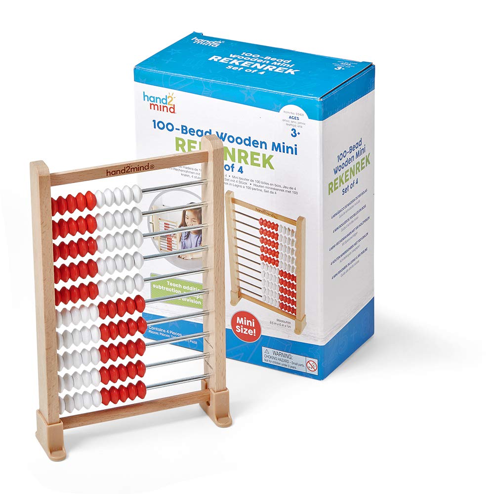 hand2mind Mini 100-Bead Wooden Rekenrek, Set of 25