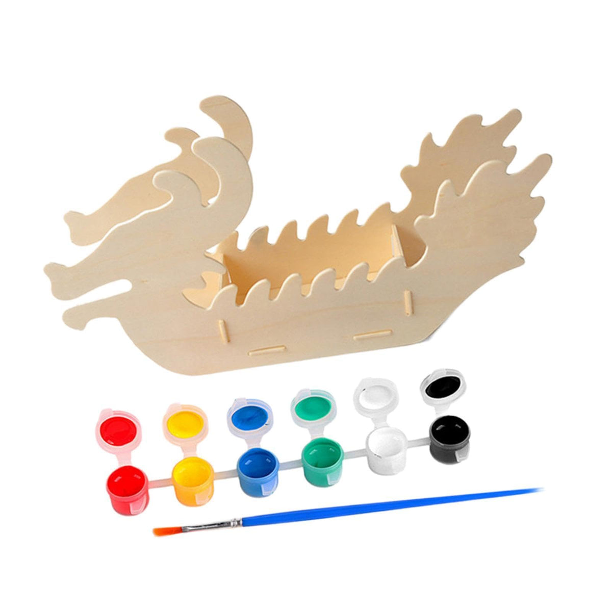 Wooden Dragon Model,Wooden Boat for Painting,Coloring,Doodle Drawing,Kids Handicraft Toy, Dragon Boat C
