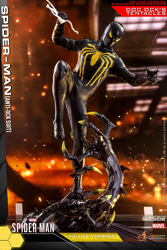 Hot Toys Marvel Spider-Man Game Spider-Man (Anti-Ock Suit) Deluxe 1/6 Scale 12" Action Figure