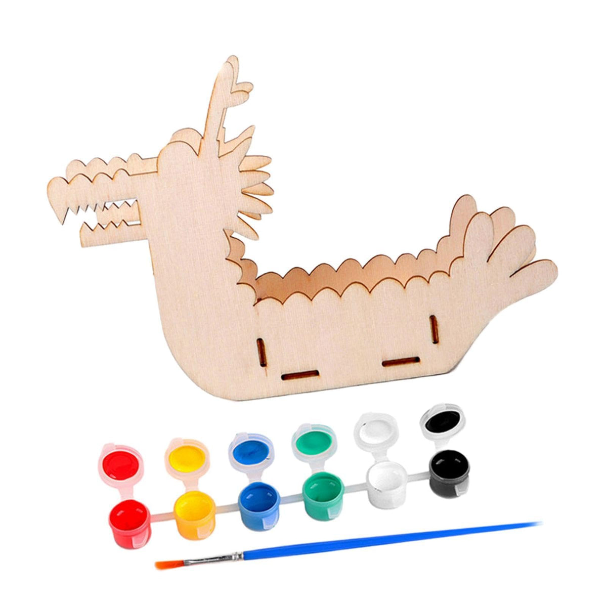 Wooden Dragon Model,Wooden Boat for Painting,Coloring,Doodle Drawing,Kids Handicraft Toy, Dragon Boat C
