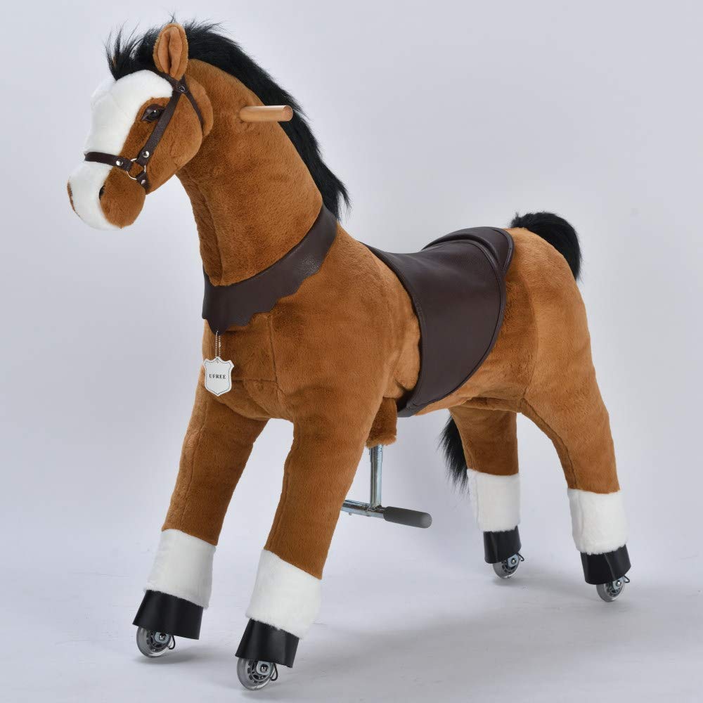 Ufree Large Mechanical Rocking Horse Toy, Ride on Bounce up and Down and Move, 44 inch for Children 6 to Adult (Black Mane and Tail)
