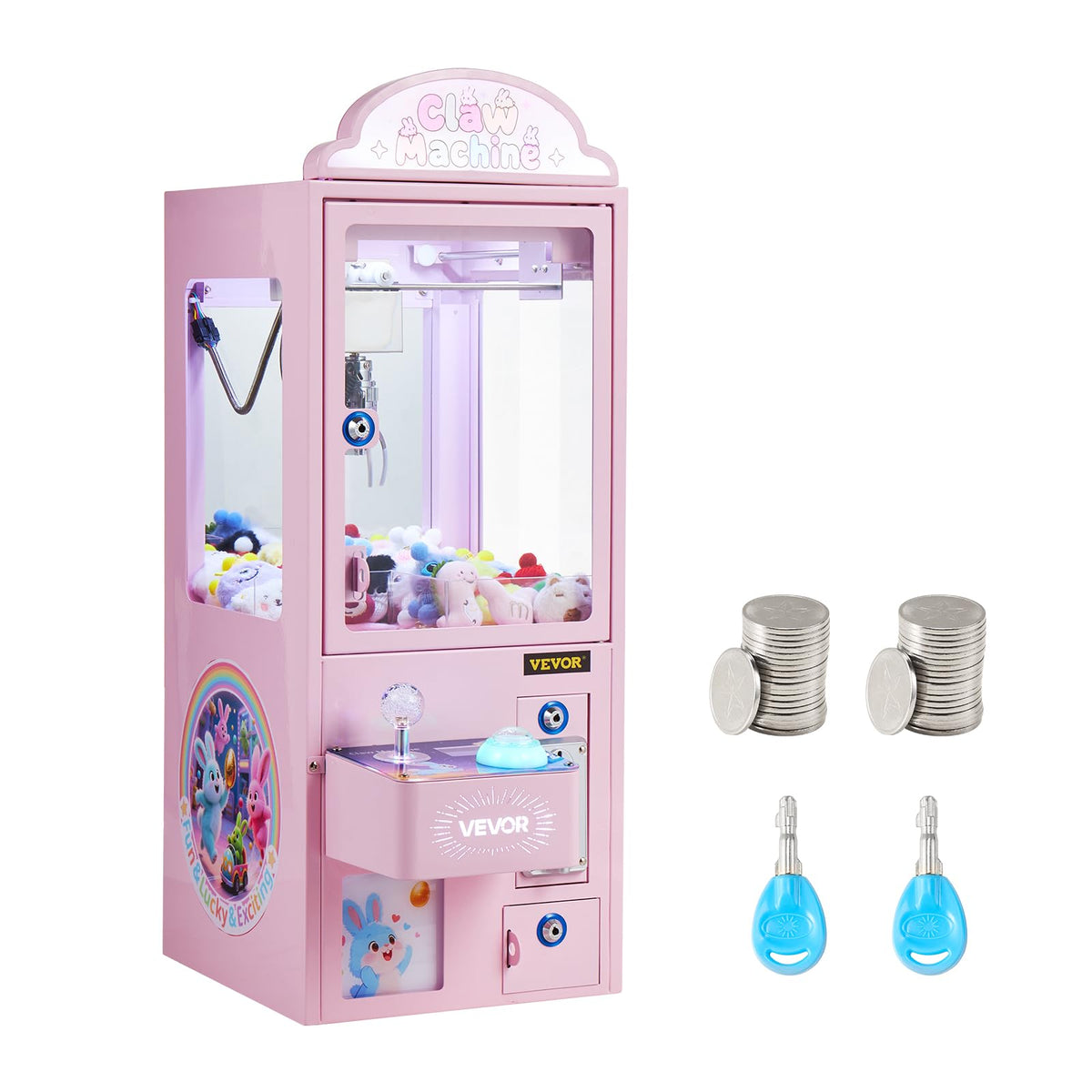 VEVOR Claw Crane Machine, Medium-Sized Arcade Game Machine with Light & Sound, Adjustable Difficulty, Precise Toy Candy Grabber Prize Dispenser Vending Toy, for Commercial Home Cinema, Black Purple