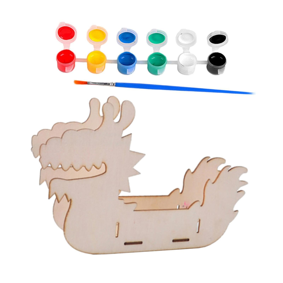Wooden Dragon Model,Wooden Boat for Painting,Coloring,Doodle Drawing,Kids Handicraft Toy, Dragon Boat C