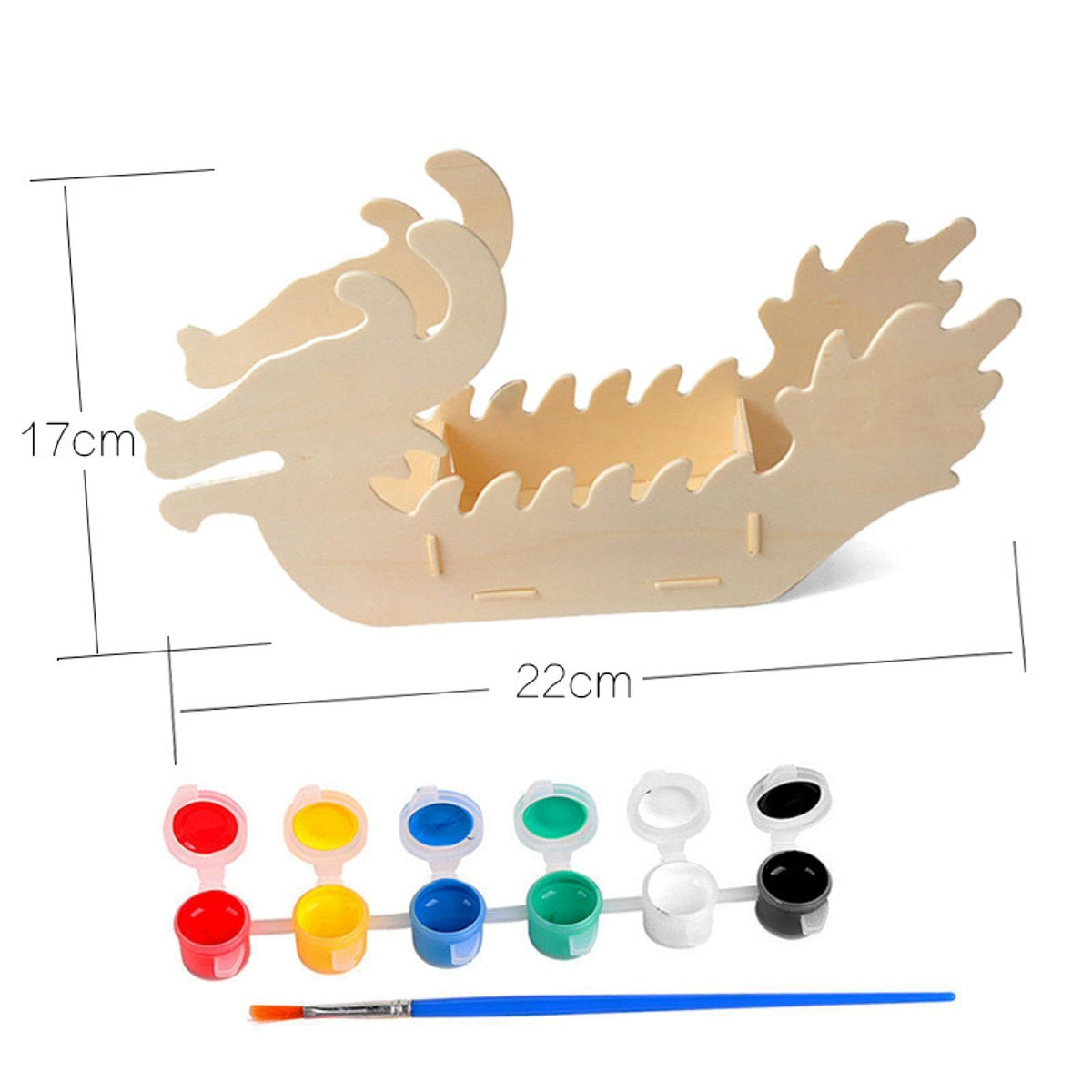 Wooden Dragon Model,Wooden Boat for Painting,Coloring,Doodle Drawing,Kids Handicraft Toy, Dragon Boat C