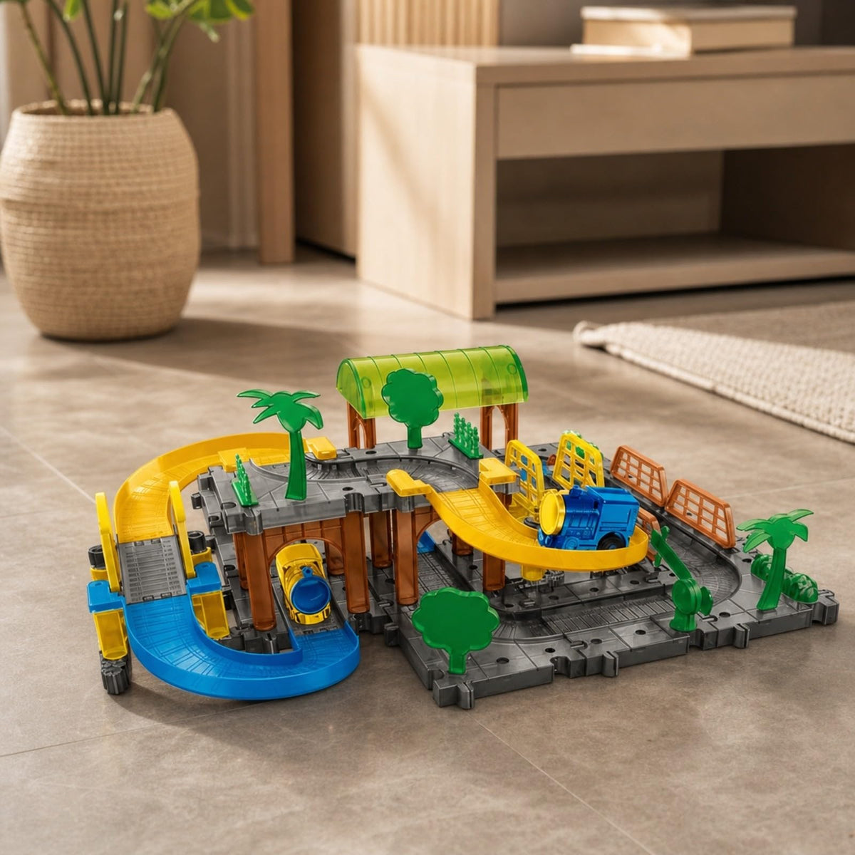 Amagogo Playset with Hand Controller Interlocking DIY Railway Construction Kit Educational Toy for Kids