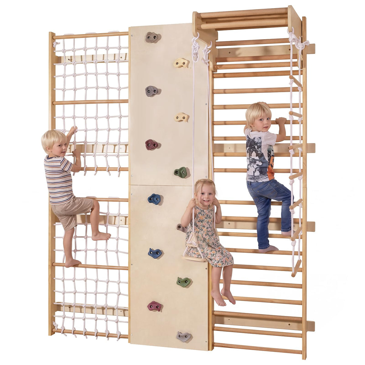 OLAKIDS Toddler Climbing Toys Indoor, 6 in 1 Swedish Ladder Wall Gym Kids