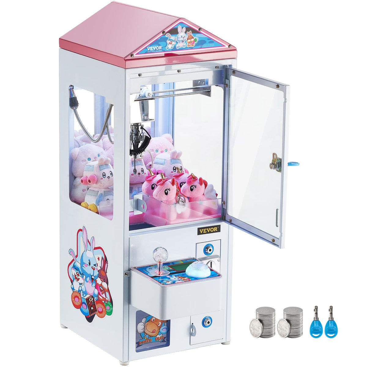 VEVOR Claw Crane Machine, Medium-Sized Arcade Game Machine with Light & Sound, Adjustable Difficulty, Precise Toy Candy Grabber Prize Dispenser Vending Toy, for Commercial Home Cinema, Black Purple