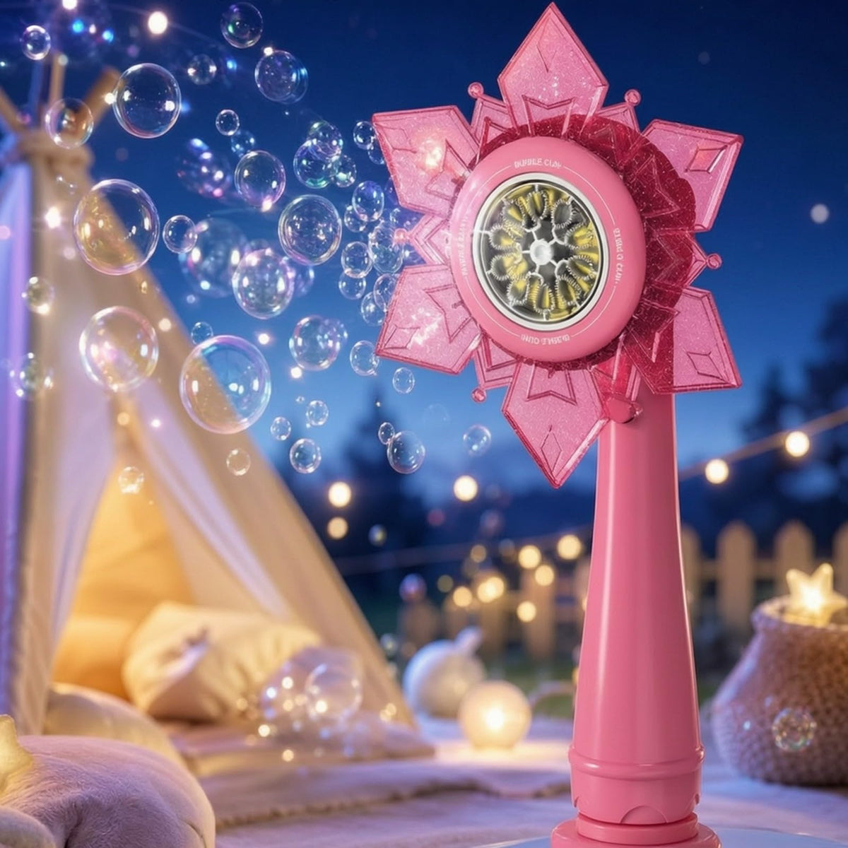 Automatic Handheld Bubble Lightweight Snowflake-Shaped Bubble Leak-Resistant Toy for Kids, Birthday Parties, Blue
