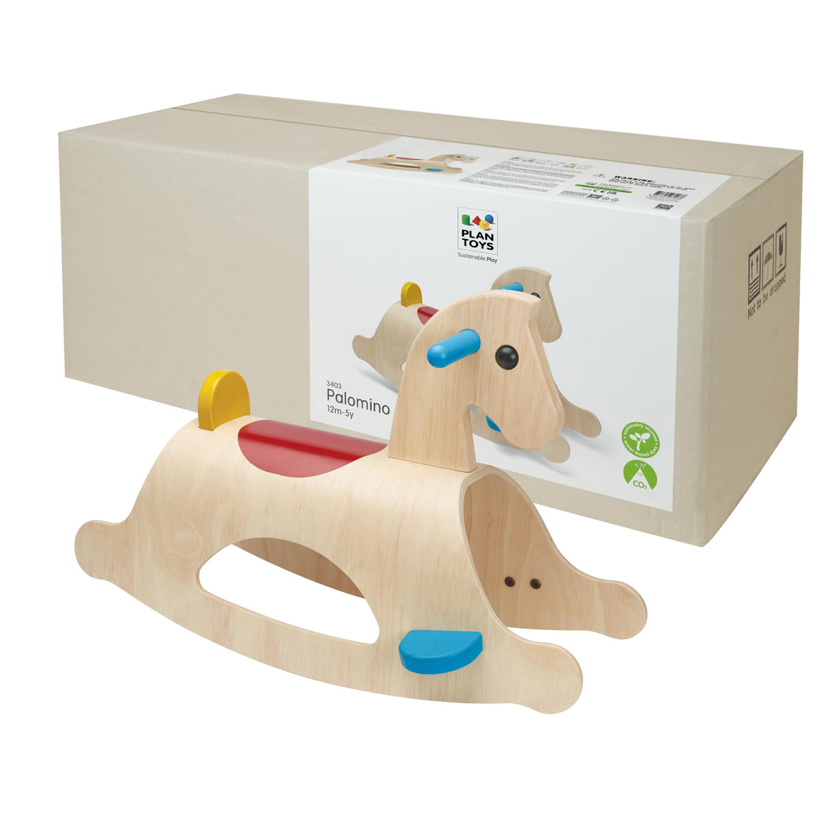 PlanToys® Wooden Walking Elephant Ride-On Toy for Toddlers Balance Kids