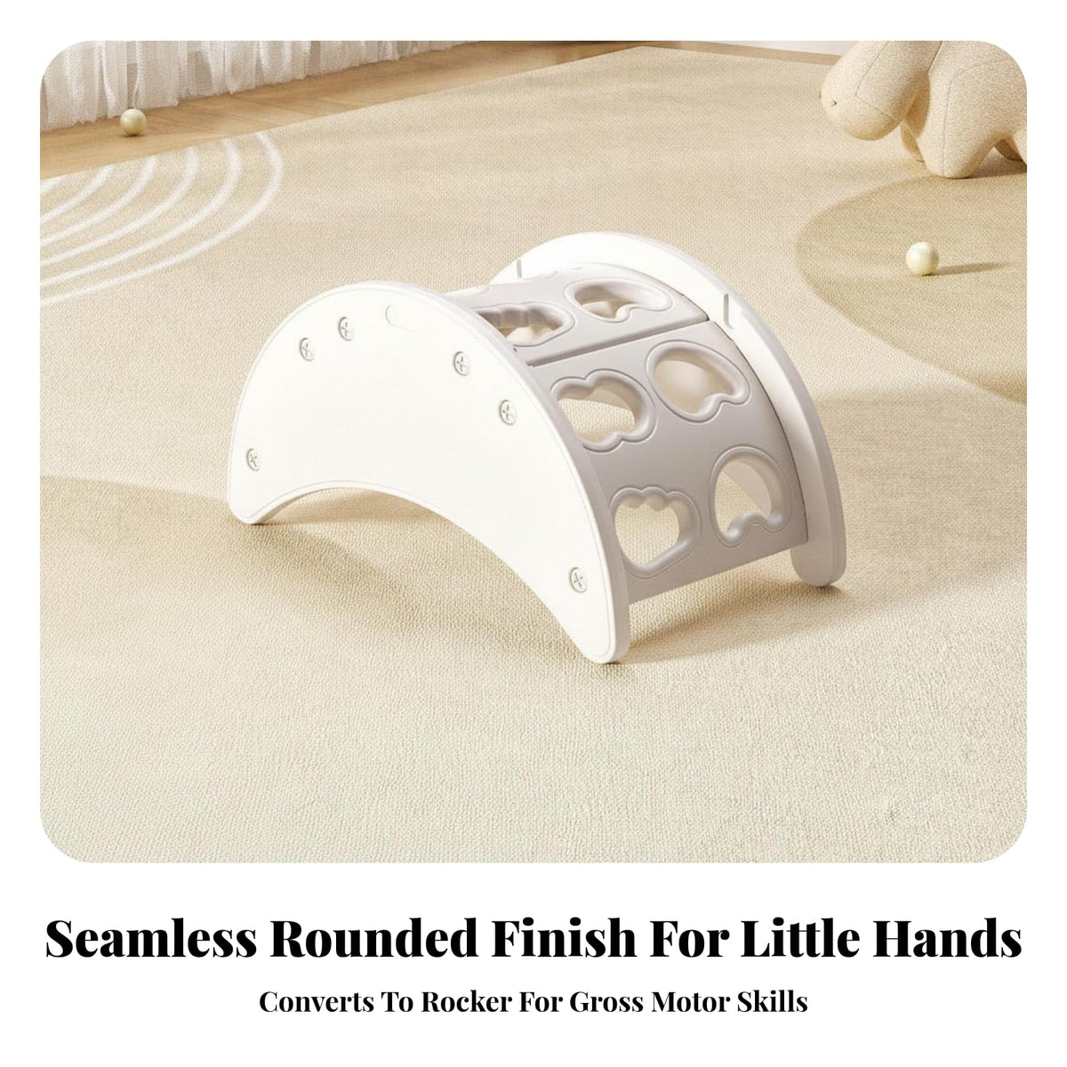 Simhoa Moon-Shaped Rocking Arch | Climbing Arch, Developmental Learning, Toy, for Playroom, Nursery, Kids, White