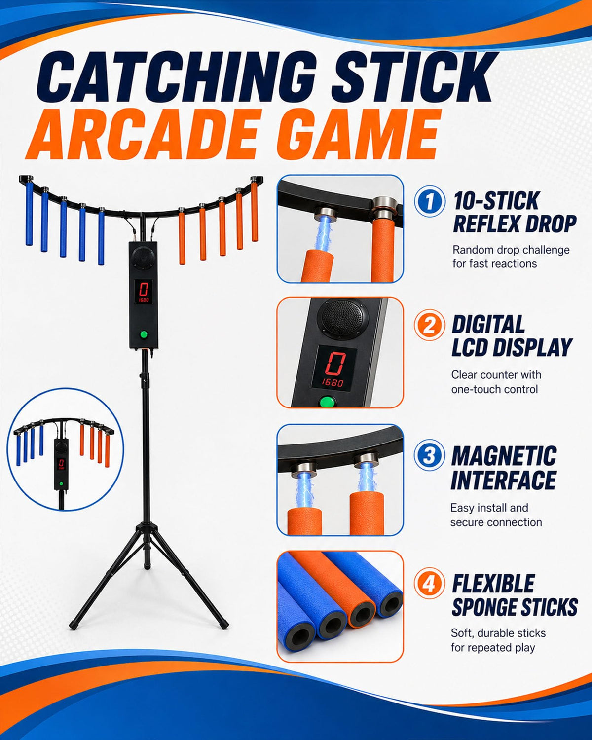 Mothdust Durable Commercial Base Catching Stick Game Machine Arcade Toy