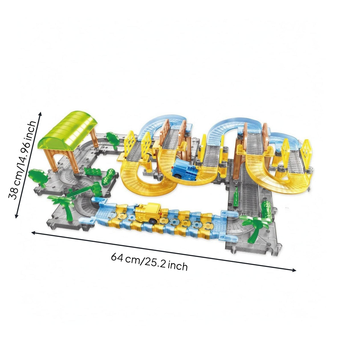 Powered Train Playset with Track Modular Electric Set Railway Building Toy with Scenery for Kids Ages 7-14
