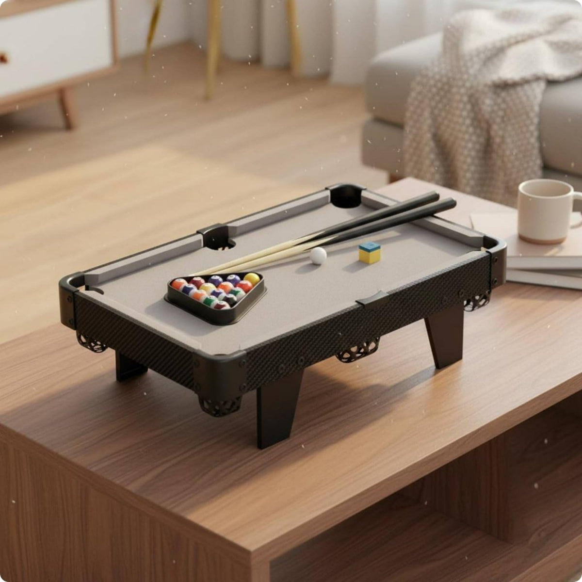 Children Billiards Game Compact Tabletop Pool Toy with Cue Ball Accessories and Sturdy Frame for Motor Skills and Social Interaction Suitable for Indoor Play Home Recreation