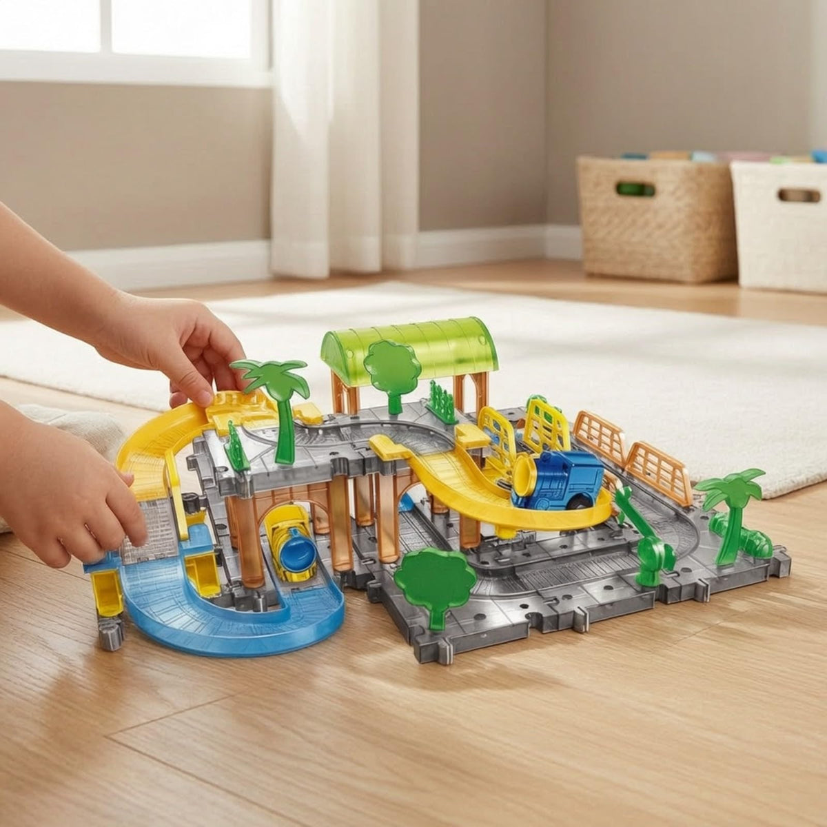 Amagogo Playset with Hand Controller Interlocking DIY Railway Construction Kit Educational Toy for Kids