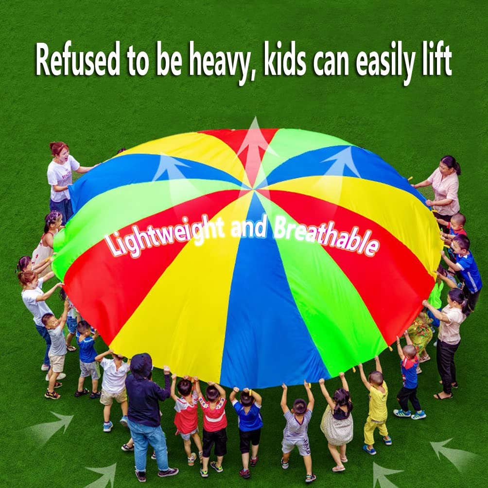 1-12M Kindergarten Rainbow Parachute Toy, Kids Balance Coordination Teamwork Game Gymnastics Parachute, Lightweight and Easy to Operate (Size : 12m/39.37ft)