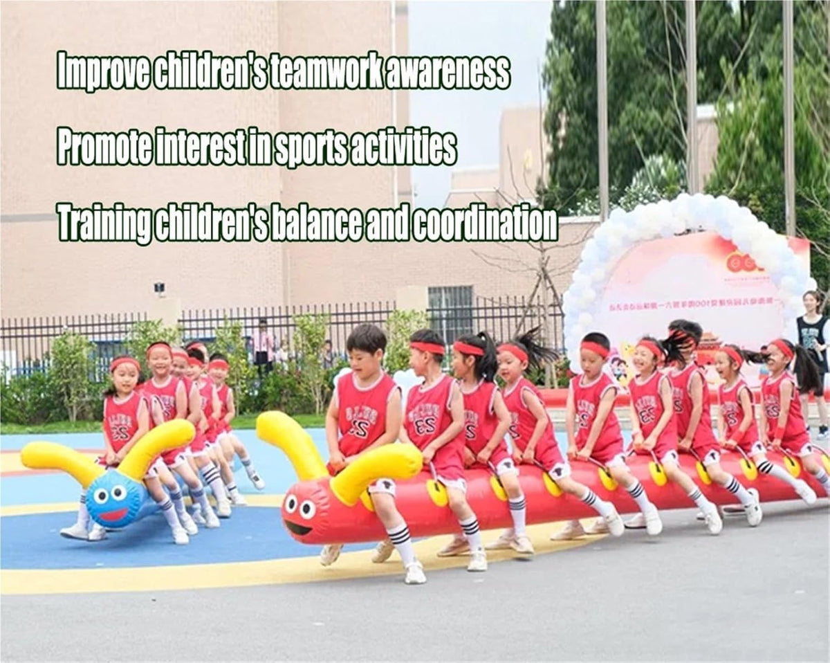 Outdoor Team Collaboration Day Inflatable Dragon Boat Physical Training Teamwork Toy 1 Set(Red,12 Seats)