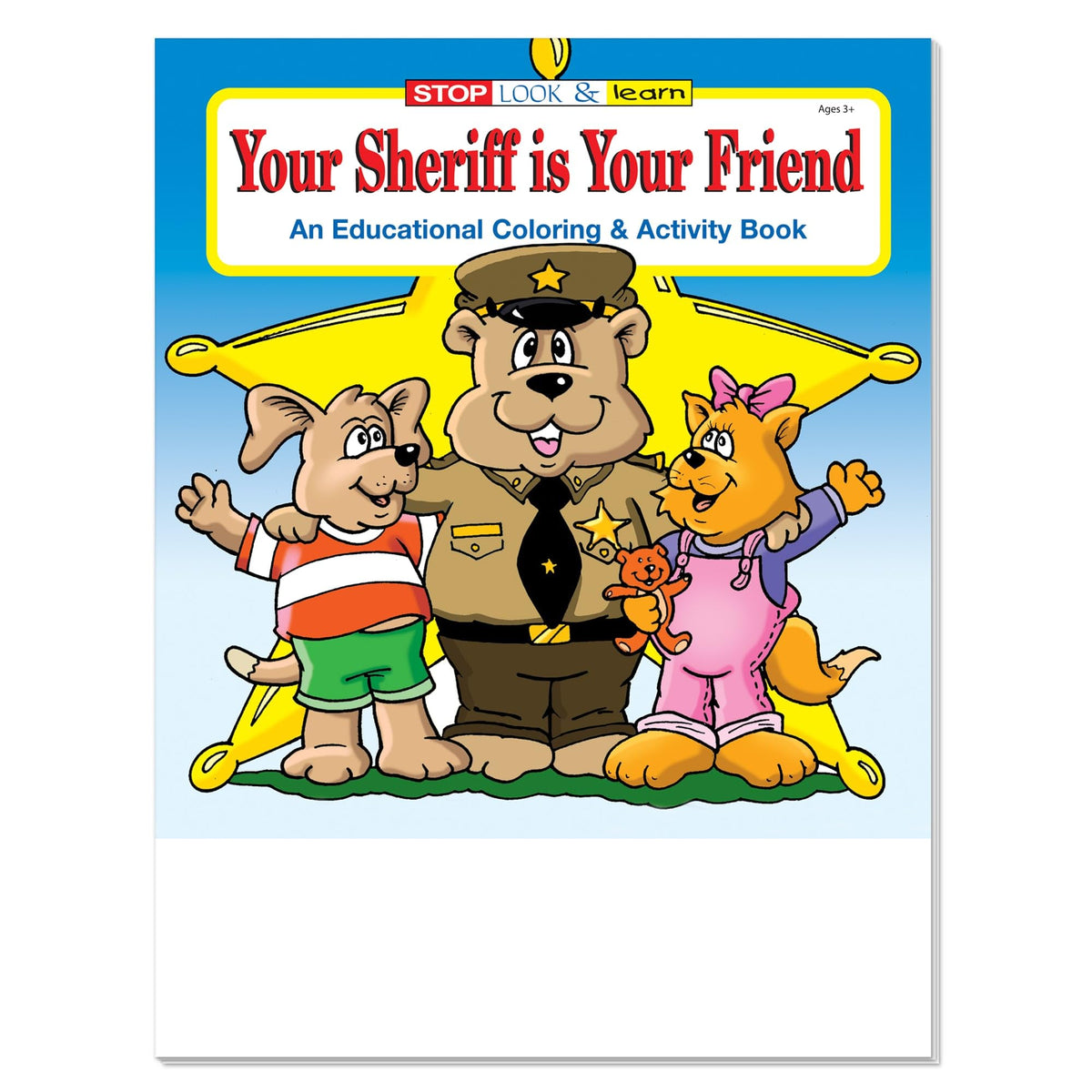 ZOCO – The Sheriff is Your Friend – Custom Educational Coloring Books (250 Bulk Pack, With Crayons) – Promotional Police Toys, Activities for Kids