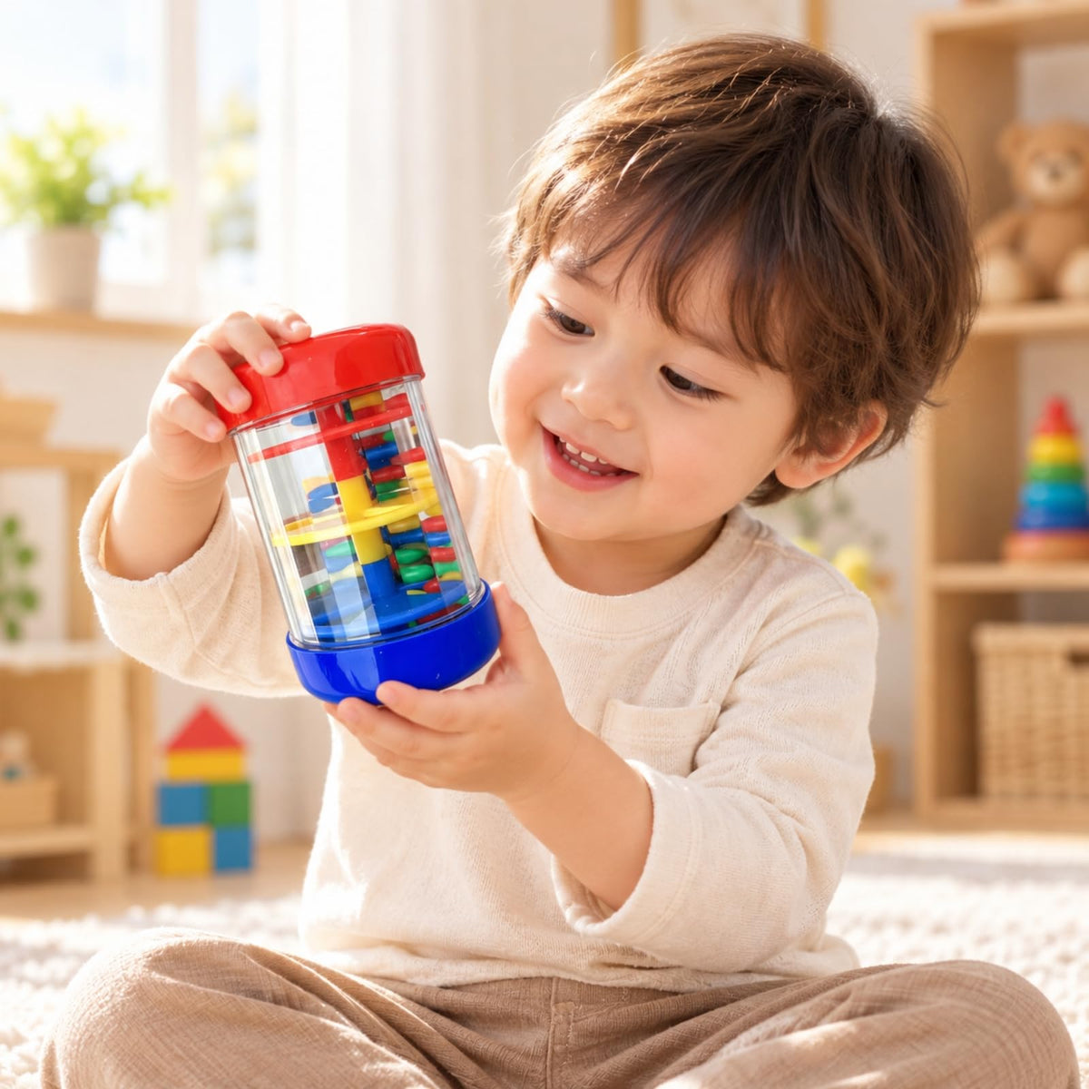 Rainfall Tube Child-Friendly Rain with Internal Beads Transparent Early-Learning Audiovisual Toy for Children, Young Children, Quiet Time, 9CM