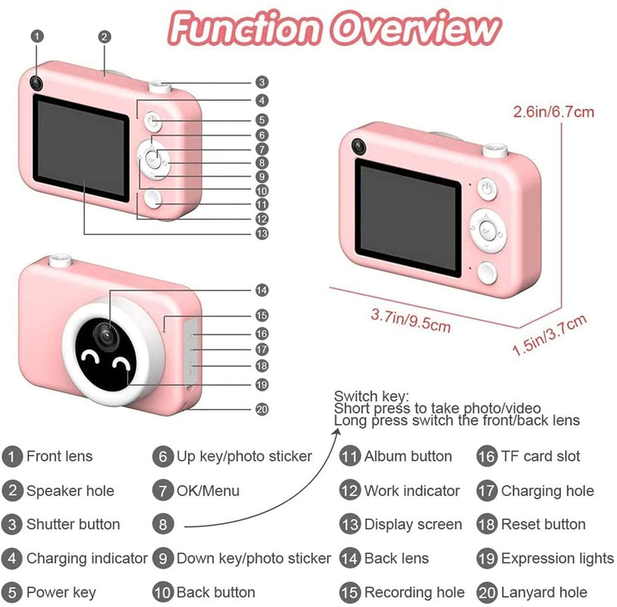 Kids Toys Birthday for 3-10 Year Old Boys Girls, Kids Camera 1080P 2.4inch HD Children Digital Cameras for Girls,Toddler Camera for 3-9 Year Old Boy