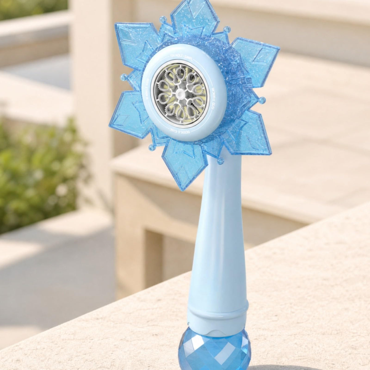 Automatic Handheld Bubble Lightweight Snowflake-Shaped Bubble Leak-Resistant Toy for Kids, Birthday Parties, Blue