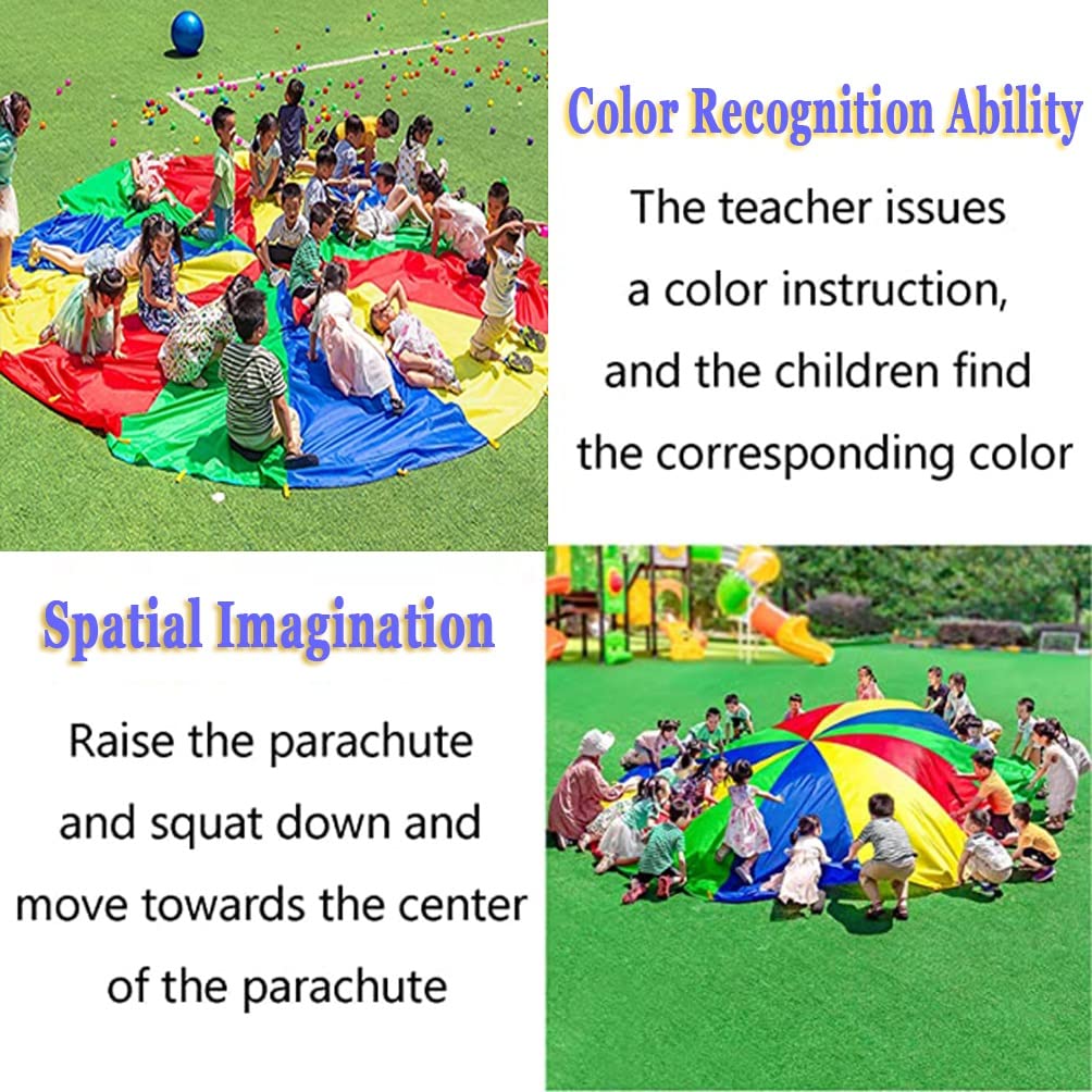 1-12M Kindergarten Rainbow Parachute Toy, Kids Balance Coordination Teamwork Game Gymnastics Parachute, Lightweight and Easy to Operate (Size : 12m/39.37ft)
