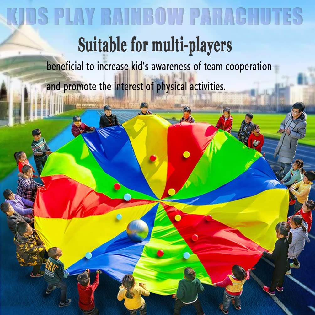 1-12M Kindergarten Rainbow Parachute Toy, Kids Balance Coordination Teamwork Game Gymnastics Parachute, Lightweight and Easy to Operate (Size : 12m/39.37ft)