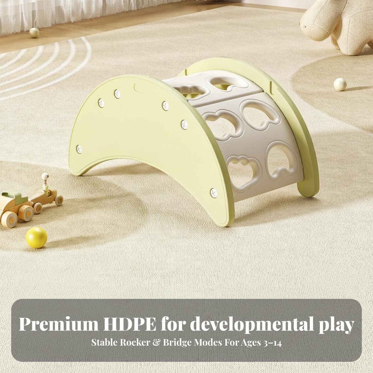 Simhoa Moon-Shaped Rocking Arch | Climbing Arch, Developmental Learning, Toy, for Playroom, Nursery, Kids, Green