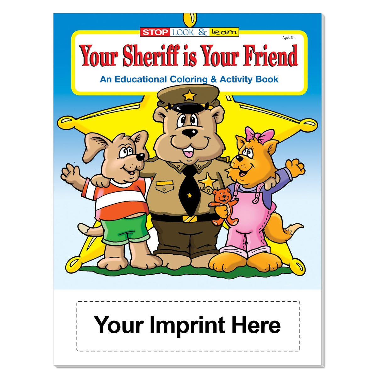 ZOCO – The Sheriff is Your Friend – Custom Educational Coloring Books (250 Bulk Pack, With Crayons) – Promotional Police Toys, Activities for Kids
