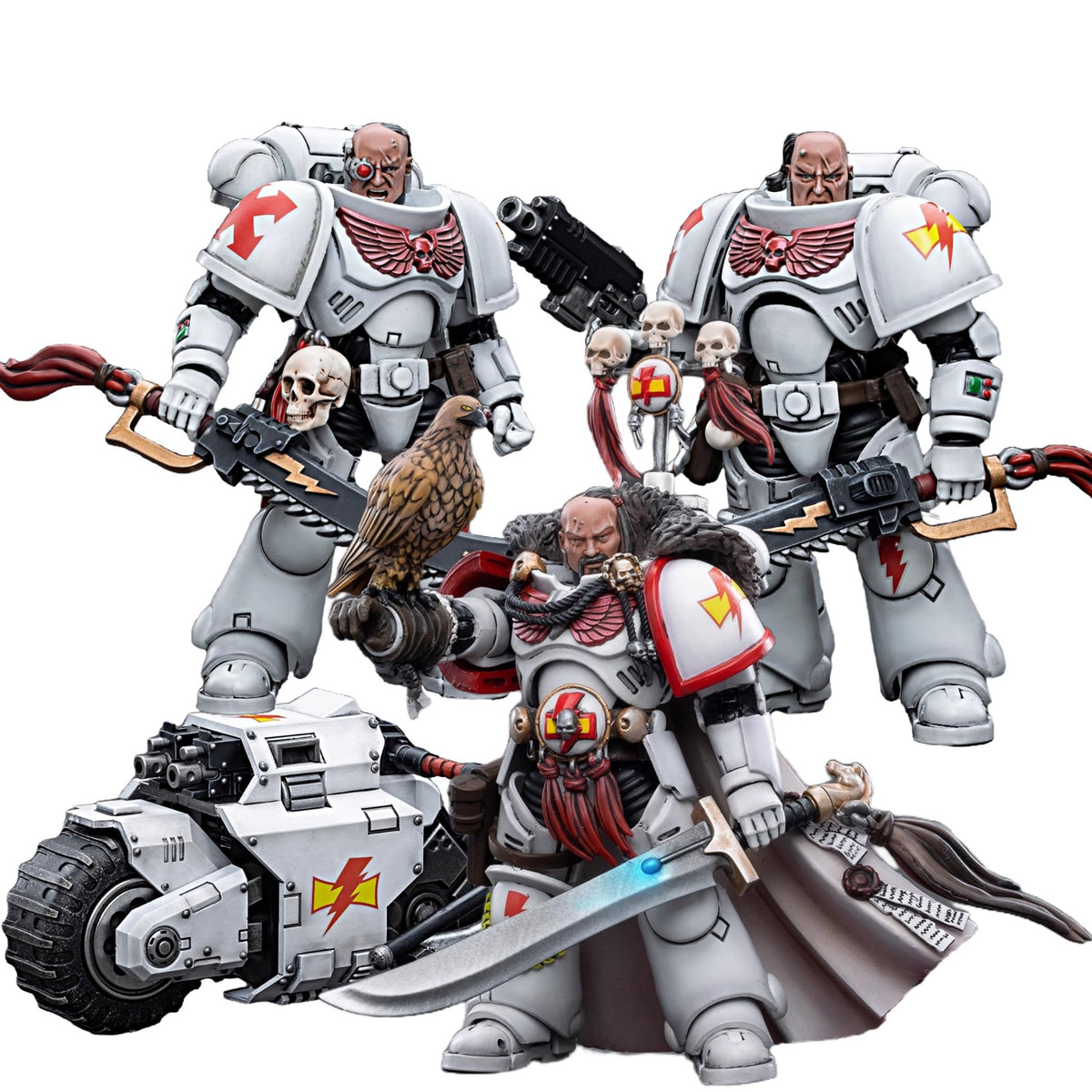 JOYTOY White Scars Assault Intercessor Warhammer 40K 1/18 Action Figures White Scars Assault Intercessor 4PCS Collectible Model 4.8Inch Artifacts Birthday Gifts