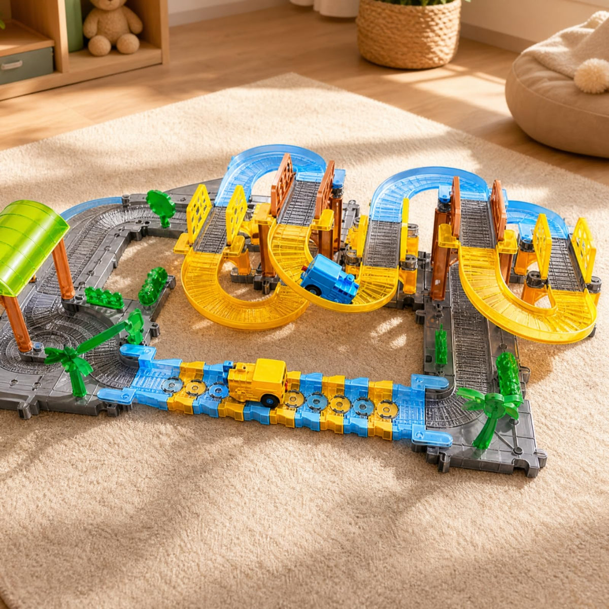 Powered Train Playset with Track Screen Electric Set Educational Railway Building Toy with Scenery for Imaginative Play