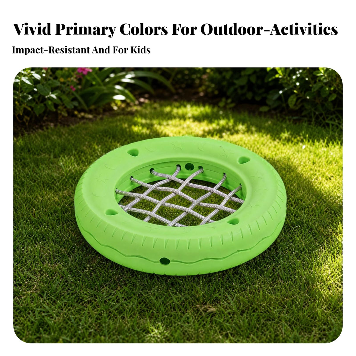 Tire Toy with Center Net Non Slip Balance Stepping Blocks Young Child Toys Kids, Young Children, Playgrounds, Green