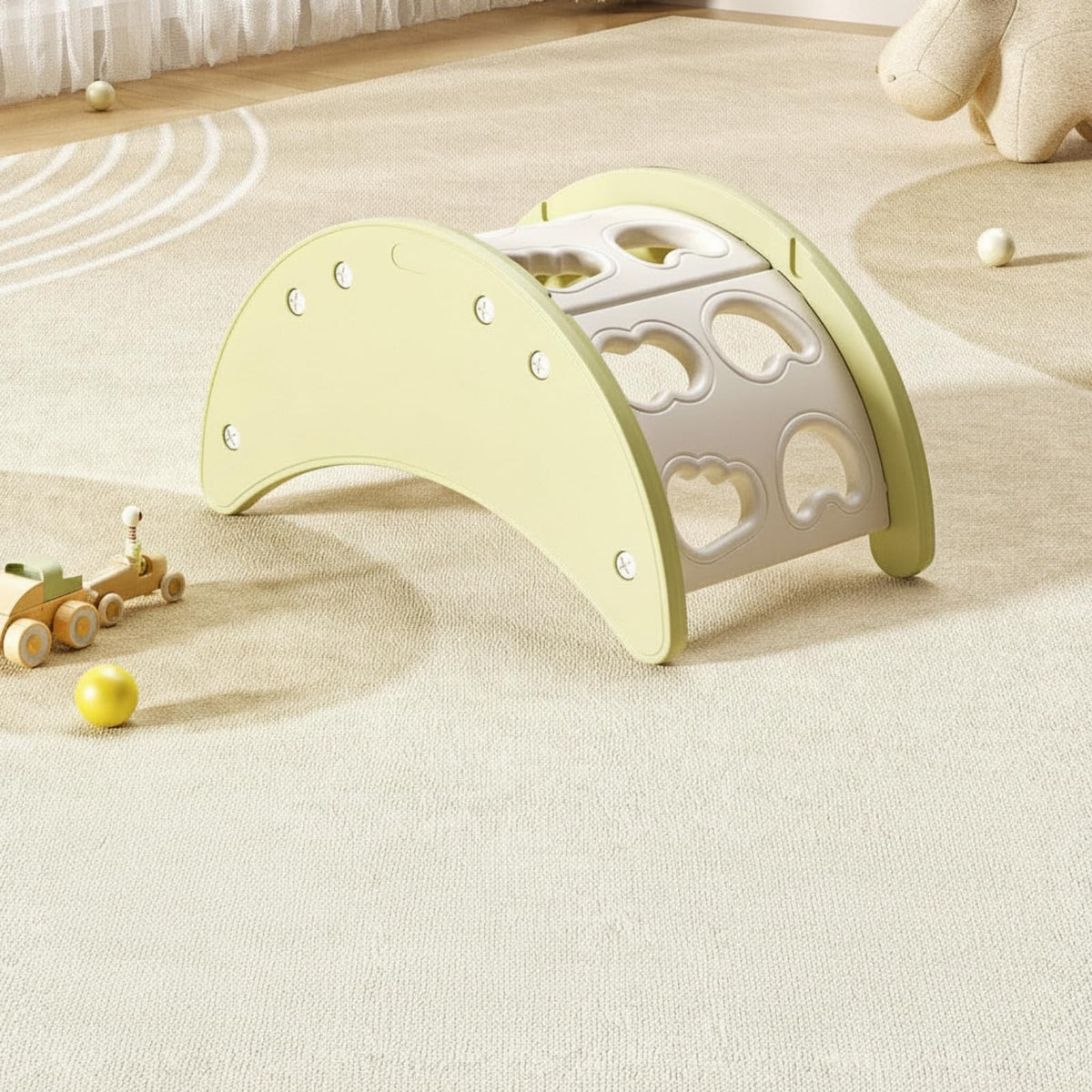 Smooth ClimbingArch | Compact Freestanding Design, Moon-Shaped, Toy, for Playroom, Nursery, White