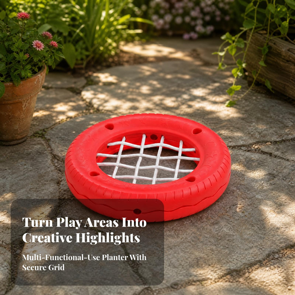 Tire Toy with Center Net Non Slip Balance Stepping Blocks Young Child Toys Kids, Young Children, Playgrounds, Green