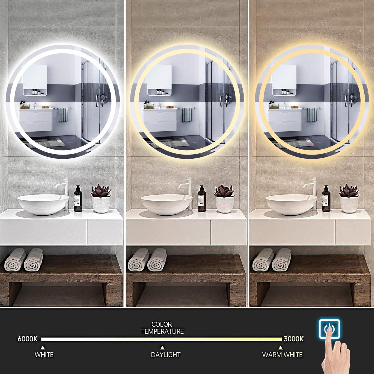 Illuminated Bath Toy with Touch Sensor Dimming & Color Change Anti Fog Floating Light Up Fun for Kids Round 50cm (20in) Bathroom Game