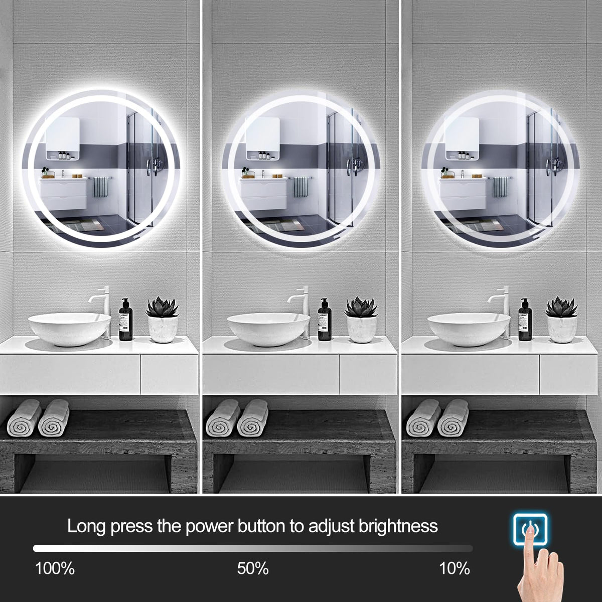 Illuminated Bath Toy with Touch Sensor Dimming & Color Change Anti Fog Floating Light Up Fun for Kids Round 50cm (20in) Bathroom Game